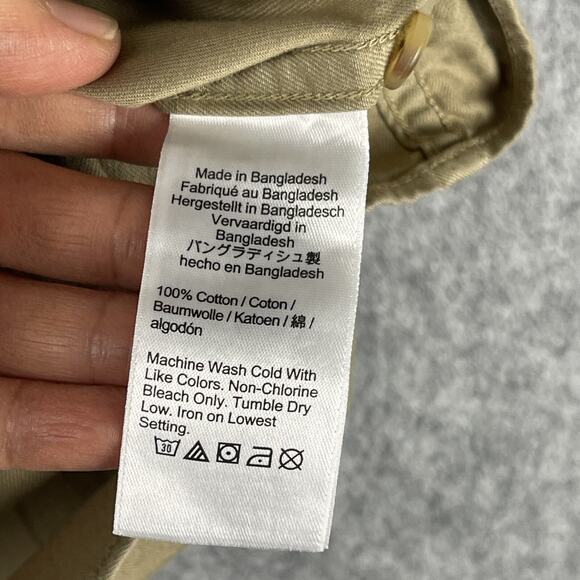 J Crew Oarsman Shirt Mens Medium Beige Button Up Cotton Twill Safari Outdoor NEW - Picture 6 of 14